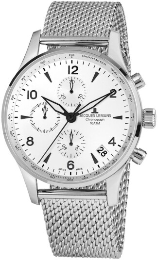 Jacques Lemans Herreklokke 1 1935E London Hvit/Stål Ø44 mm