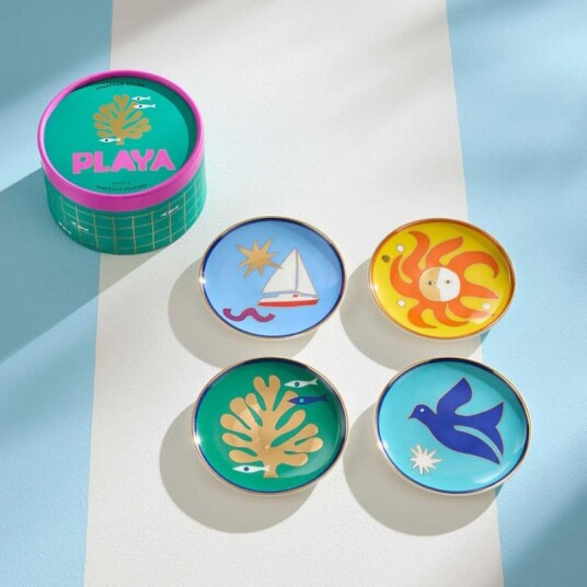 Jonathan Adler Playa Coasters porselen Ø10_4stk Jonathan Adler Playa Coasters porselen Ø10_4stk