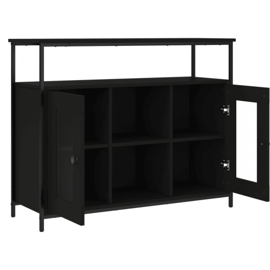 vidaXL Skjenk svart 100x35x80 cm konstruert tre