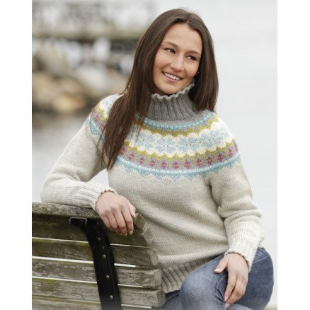 October Dream by DROPS Design Genser med nordisk mønster Strikkeoppskrift str S XXXL