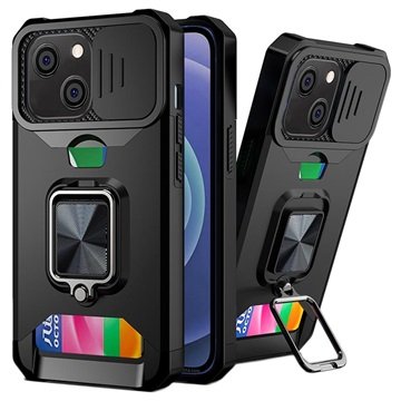 Multifunksjonell 4-i-1 iPhone 13 Hybrid-deksel Svart