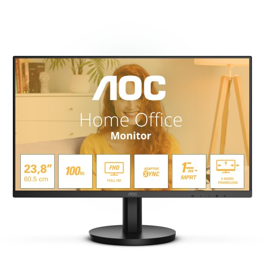 AOC 24B3HMA2 23.8" Full HD PC-skjerm med 100Hz og LED Bakgrunnsbelysning - Sort AOC 24B3HMA2 23.8" Full HD PC-skjerm med 100Hz og LED Bakgrunnsbelysning - Sort