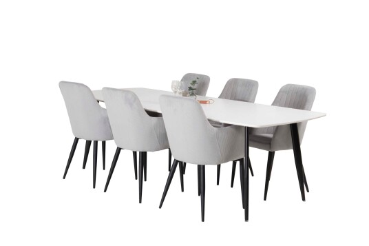Venture Design Polar & Comfort spisegruppe Hvit/grå 6 st stoler & bord 240 x 100 cm