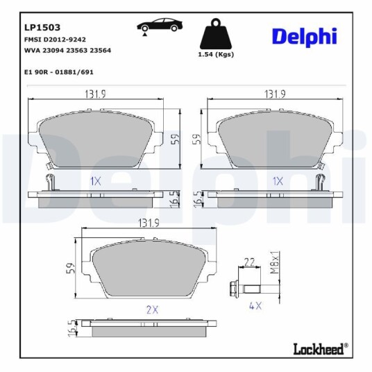 Bremseklosser DELPHI LP1503