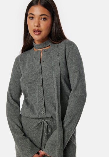 Josefin Lavold X Bubbleroom Josefin Knitted Scarf Cardigan Grey melange XL