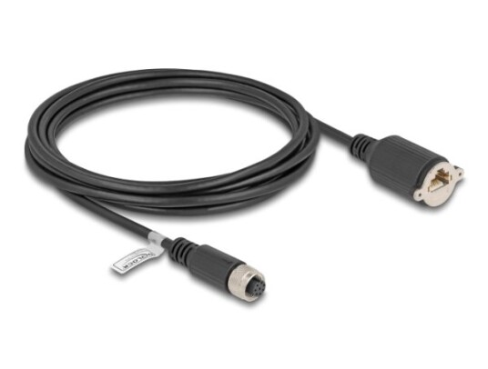 Delock M12-Kabel A-Kodet 8 Pins Hunn Til Rj45 Hunn For Installasjon Cat.5E Ftp 3 M Svart