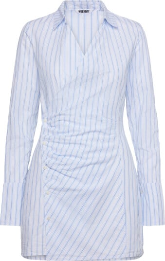 Weekday Longsleeved Asymmetric Mini Shirt Dress - Blue - 36
