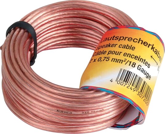 Hama høyttalerkabel 2 x 0,75 mm² - 20 m transparent