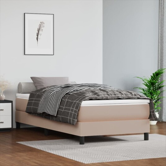 Madrass med pocketfjær cappuccino 100x200x20 cm kunstlær 347747 Madrass med pocketfjær cappuccino 100x200x20 cm kunstlær 347747
