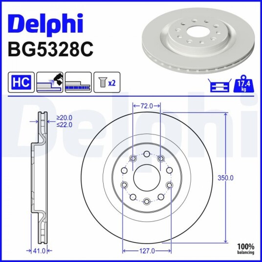 DELPHI BG5328C Bremseskive