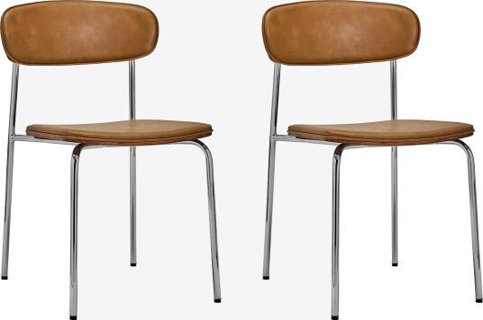 house doctor Chair, Hdpova, Cognac, Chrome - COGNAC - 52X46.5X78 cm