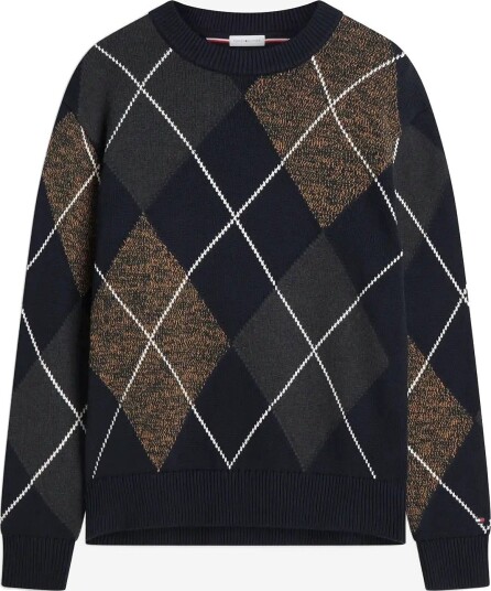 Tommy Hilfiger Argyle Crew Neck Sweater NAVY BLUE MULTI S