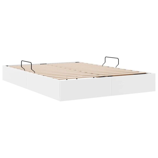 Seng med Oppbevaring med madrass Ren Hvit 140 x 190 cm Kunstlær