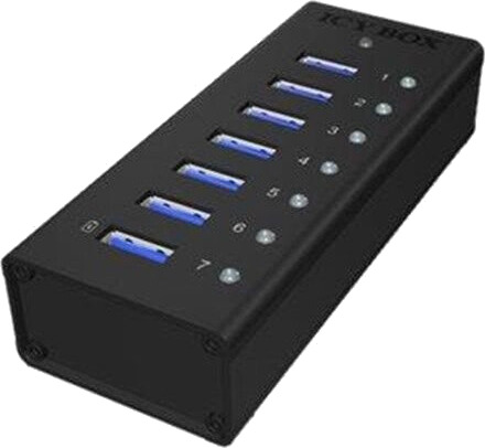 RaidSonic ICY BOX IB-AC618 USB-hub - 7 porter - Svart RaidSonic ICY BOX IB-AC618 USB-hub - 7 porter - Svart