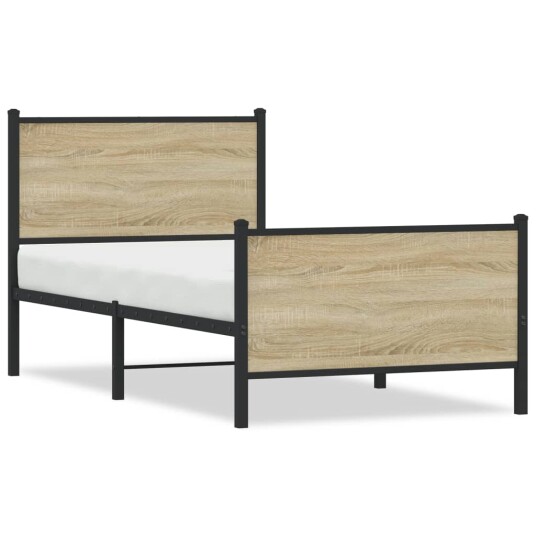 Sengeramme i metall uten madrass sonoma eik 75x190 cm 8721102953118