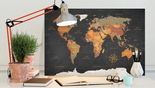 Tavle World Map: Secrets Of The Earth 90X60 Artgeist sp. z o. o.