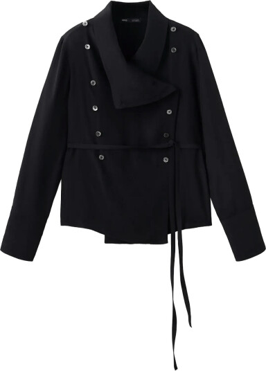 Mango Lyocell Overshirt With Lapels Black L