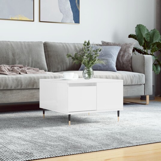 vidaXL Salongbord høyglans hvit 55x55x36,5 cm konstruert tre