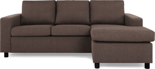 Crazy 3 seters Vendbar L formet Sjeselongsofa i Stoff Brun