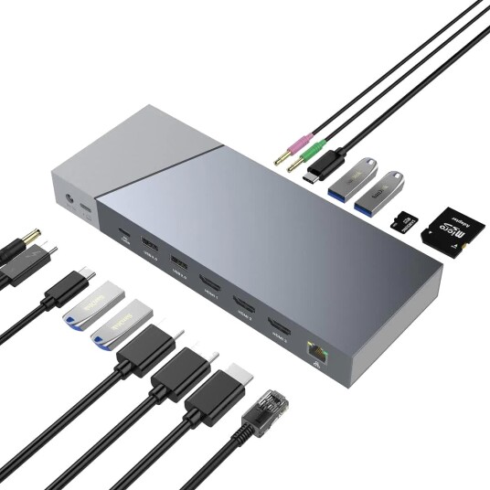 Nørdic DisplayLink 1-til-15 Dokkingstasjon HDMI 4K 30Hz USB-A USB-C