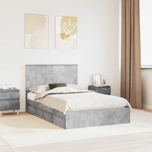 Seng med Oppbevaring Betonggrå 135 x 190 cm Konstruert tre