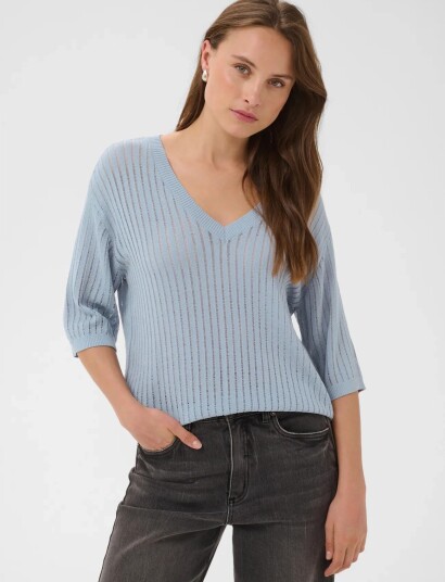 Kaffe Kaabalina V Neck Pullover   Blue   XS