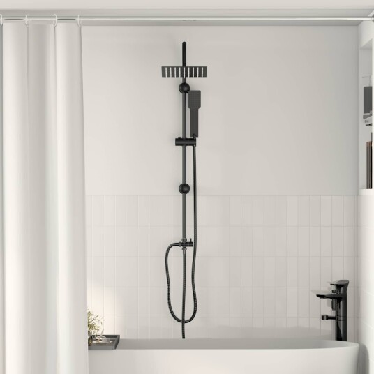 vidaXL Dusjsystem Svart 47 x 20 x 95 cm Rustfritt Stål