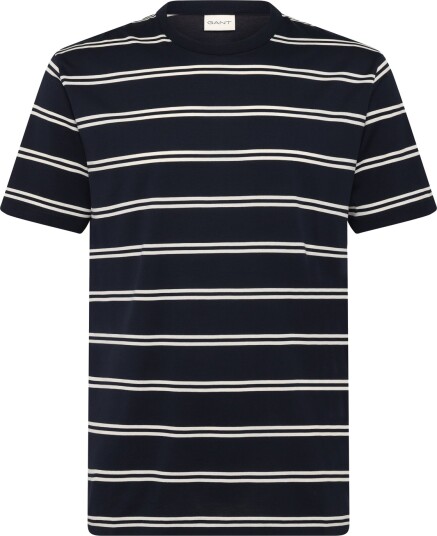 Gant Pima Striped Ss T Shirt Navy XL
