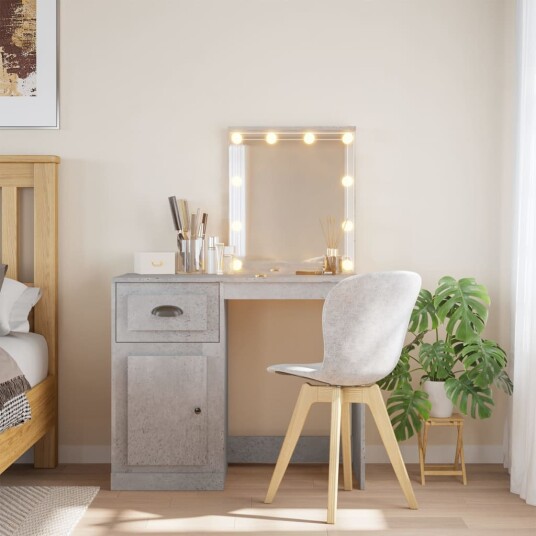 Sminkebord med LED-lys betonggrå 90x42x132,5 cm 8720845437749 Sminkebord med LED-lys betonggrå 90x42x132,5 cm 8720845437749