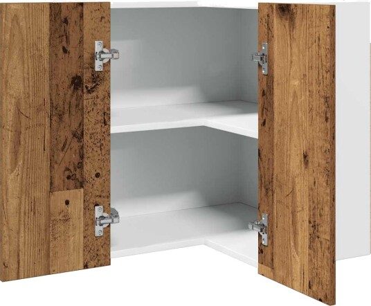  Hengende hjørneskap gammelt tre 57x57x60 cm konstruert tre 8721158436474