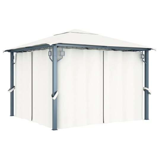 vidaXL Paviljong med gardin 300x300 cm kremhvit aluminium vidaXL Paviljong med gardin 300x300 cm kremhvit aluminium