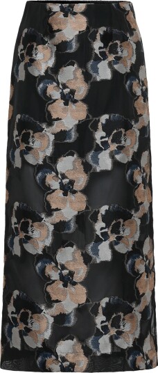 Malina Sanna Straight Sheer Midi Skirt Black 42