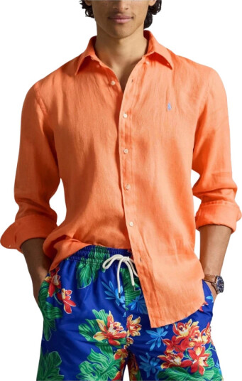 Polo Ralph Lauren Custom Fit Linen Shirt Orange S