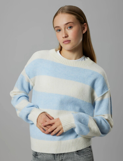 LMTD Nlfbynthe Stripe Ls Short Knit Blue 134 140 LMTD Nlfbynthe Stripe Ls Short Knit Blue 134 140