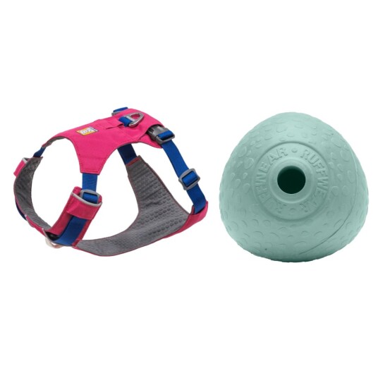 Ruffwear hundesele + Ø 8,9 cm Huckama leketøy gratis! - Hi & Light in Alpen Glow Pink XS