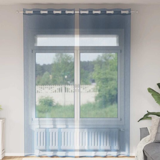 Voile gardiner med grommets 2 stk kongeblå 8721158551337