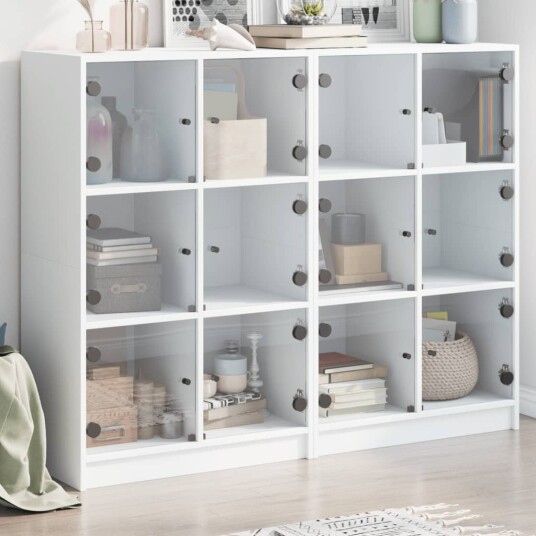  Bokhylle med dører hvit 136x37x109 cm konstruert tre 8721012216006