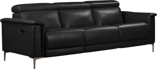 Reclinersofa uten hjørne Loft24 3 seters sofa Lund cognac Svart
