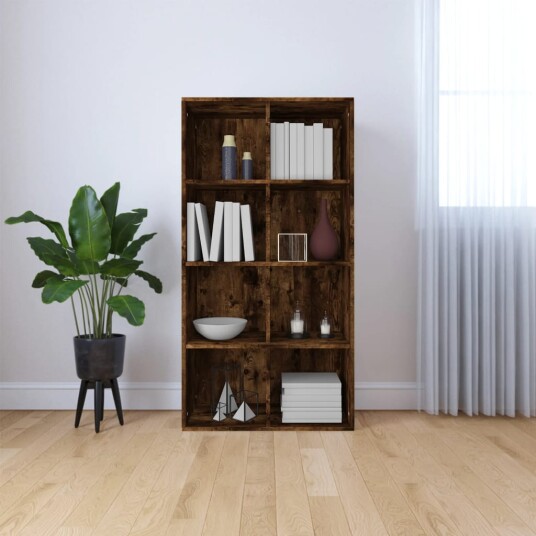 vidaXL Bokhylle/skjenk r?kt eik 66x30x130 cm konstruert tre