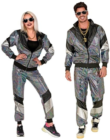 Widmann 80 talls UV Glow Grilldress med Discokule motiv til Voksen XL