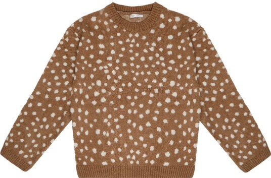Mango Teen Animal Print Sweater   MEDIUM BROWN   M