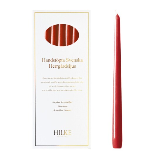 Hilke   Herrgårdsljus 30 cm 6 stk julerød