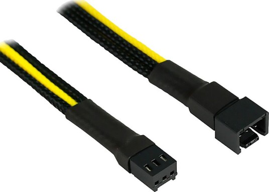 Nanoxia 3-pin forlengerkabel 30cm Molex Sort/Gul