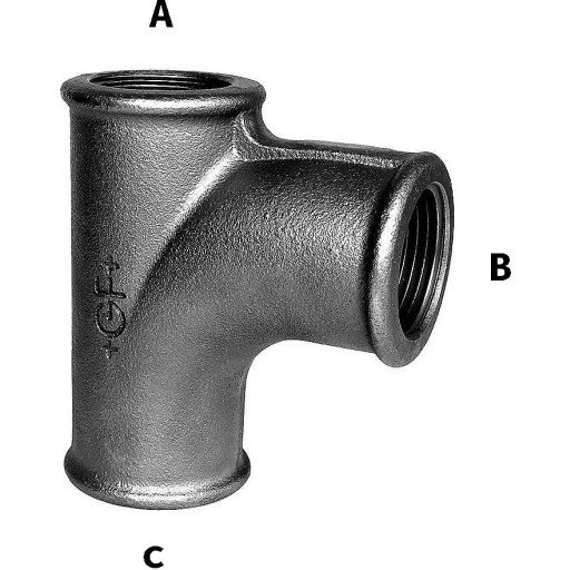 Sort StrømT-rør 3/4"