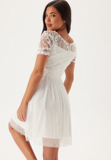 Bubbleroom Occasion Floral V-Neck Short Dress White 34