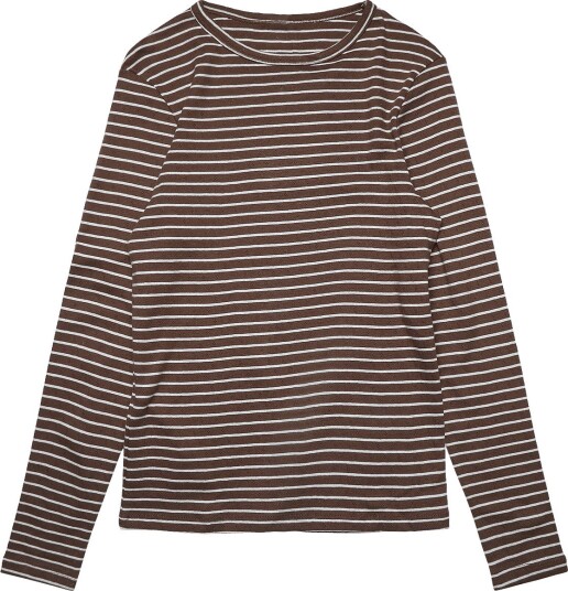 Mango Striped Cotton T-Shirt - BROWN - 116