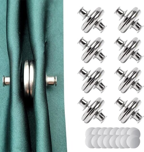 Gardinmagneter Gardinknappmagneter Magnetiske gardinholdere for dusjforheng Gardiner Sølv