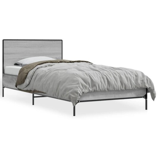 Sengeramme grå sonoma 90x200 cm konstruert tre og metall 8721102444982