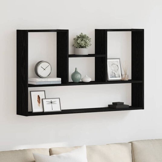 vidaXL Vegghylle svart eik 99x15x60 cm konstruert tre