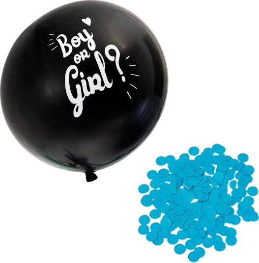 Ballong – Boy or Girl? 60 cm – Blå Konfetti